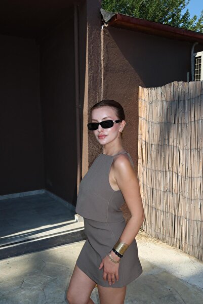 BAŞARAN Laluna Khaki Skirt Suit