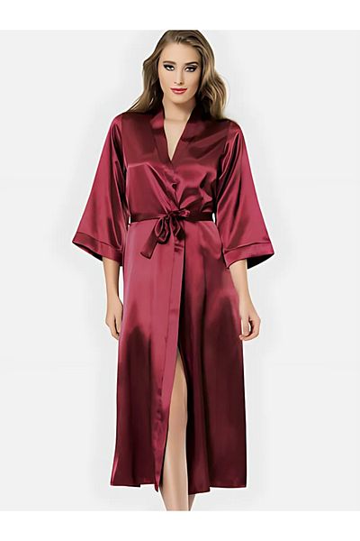 Bleu Petite Long Satin Women's Dressing Gown – Stylish and Comfortable Design