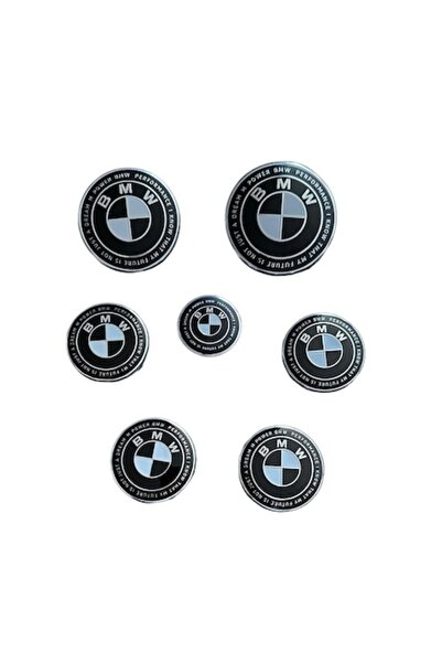 MAF Set Complet 7 Embleme Logo Compatibile BMW capota/portbagaj 82mm, capace jante 56mm, sigla volan 45
