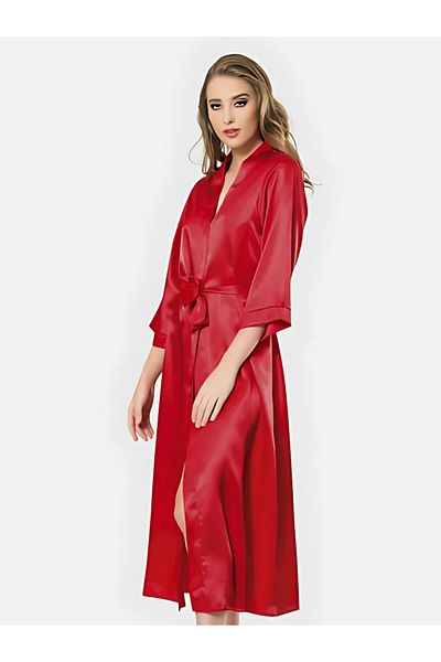Bleu Petite Long Satin Women's Dressing Gown – Stylish and Comfortable Design