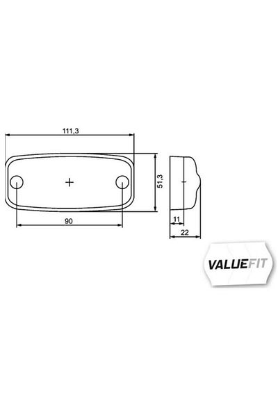 Hella LED position light 2PS 357 008-001, 51 x 111 mm, 0.8 W, 12/24 V, orange, cable length