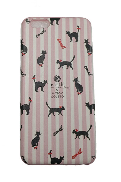 OEM Carcasă compatibilă cu iPhone 6 Plus, silicon cu relief, pisică neagră, roz