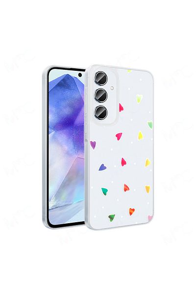 zore Galaxy A55 Case Transparent Figured Folk Hard Cover - Strawberry