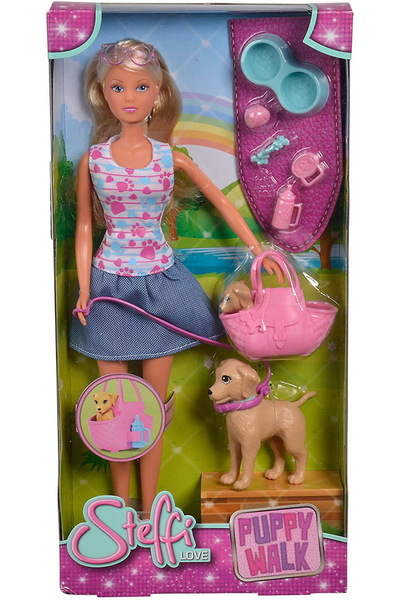 Simba Κούκλα Steffi Love με κουτάβια για βόλτα