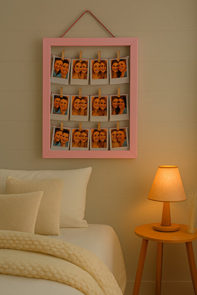 DemCey Home Fotoğraf Çerçevesi Ahşap İpli Mandallı Manifesto Çerçeve