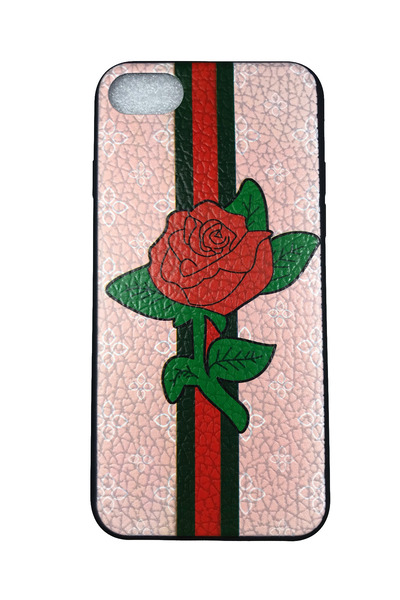 OEM Carcasă compatibilă cu iPhone 7, silicon în relief, design cu trandafir, roz