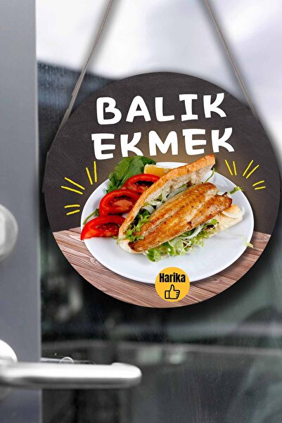 Nod Znak "Riblji hleb" – Ručno izrađen jednostrani drveni viseći znak za prod...