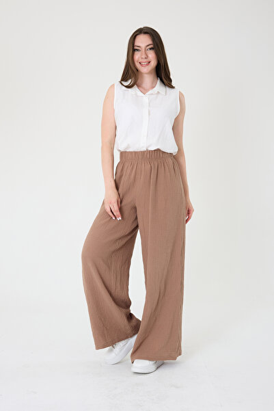 Nicci Yüksek Bel Bol Paça Müslin Pantolon