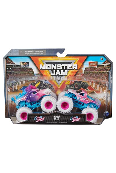 Evelise MONSTER JAM SET 2 MASINUTE METALICE SPARKLE SMASH SCARA 1:64