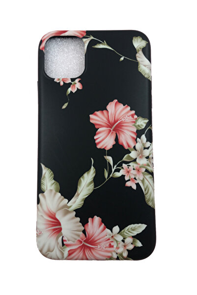 OEM Carcasă compatibilă cu iPhone 11 6.1, silicon moale, Hibiscus, negru