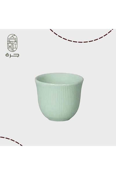 Solaf Luxury grey porcelain coffee mug with a rounded design to enhance flavors. Suitable for espresso and drip coffee from a pitcher.
