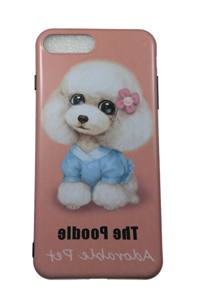 OEM Carcasă compatibilă cu iPhone 7 Plus, Carcasă din silicon, Animale drăguțe, Pudel, Roz