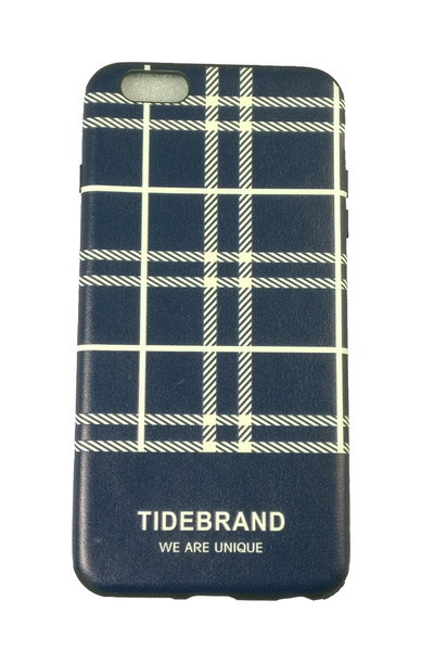 OEM Carcasă compatibilă cu iPhone 6, silicon cu relief, carouri, albastru - alb