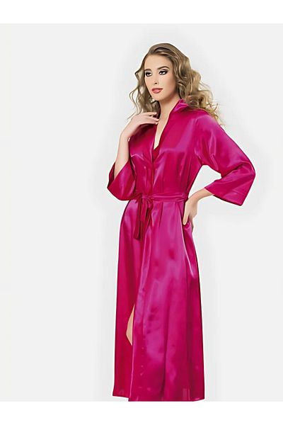 Bleu Petite Long Satin Women's Dressing Gown – Stylish and Comfortable Design