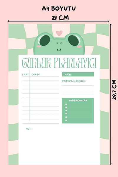 shop Frog Pattern A4 - Notepad, Memo Pad, Note Paper, Notepad, Check List, School Notebook, Planner
