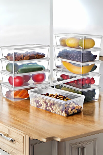 Metsar Home Set of 10 Self-Covered Storage Container 2 Lt. Freezer Refrigerat...