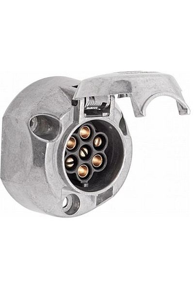 Hella 7-pin metal socket 8JB 001 941-001, 16A, 12V, zinc