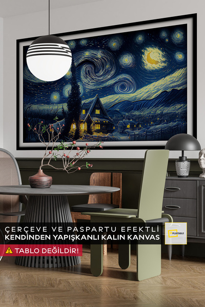 Yıldızlı Gece Kendinden Yapışkanlı Poster Duvar Kanvası, Sanatsal Kendinden Yapışkanlı Kanvas