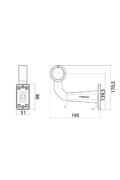 VİGNAL Lampa de gabarit dreapta DX D10643VIG, 12/24V, cu unghi de 90°, montare orizontală, pentru