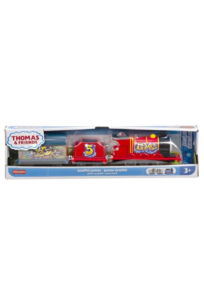 mattel Thomas Motorized Locomotive Graffiti James With 2 Wagons