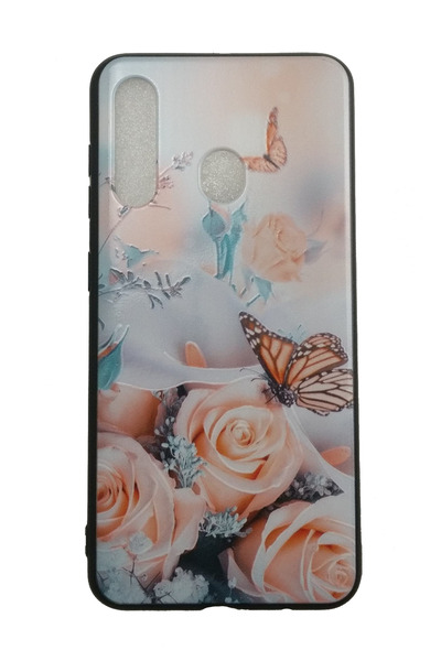 OEM Carcasă compatibilă cu Samsung Galaxy A60, cu efect 3D, trandafiri, fluturi