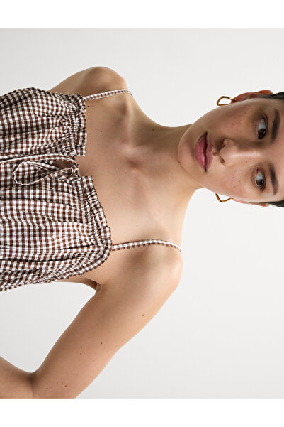 Marks & Spencer Modal Görünümlü Pötikare Bağlamalı Bluz