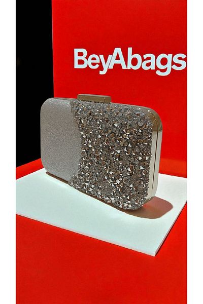 Butik Beyabags Silver Sand Glitter Stone Evening Dress Bag