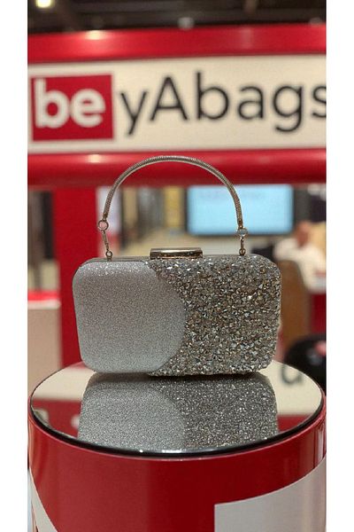 Butik Beyabags Silver Sand Glitter Stone Evening Dress Bag