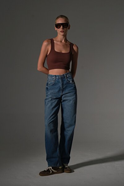 Maule Φαρδύ κομμένο φαρδύ πόδι Casual φαρδύ Jean ψηλόμεσο τζιν φαρδύ γυναικείο παντελόνι @Magnolia