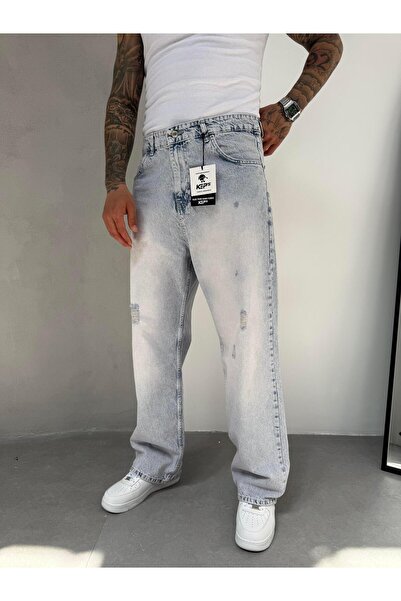 KağanKY Blugi largi cu laser Snow Wash