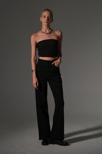 Maule High Waist, Stretchy Denim Fabric Wide Leg Palazzo Women's Jeans Jean Pants @Cesena