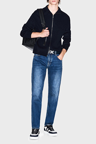 Armani Exchange Cotton and Wool Blend Regular Fit Stand Collar Cardigan Men's Cardigan Xm000912 Af10348 Ub101