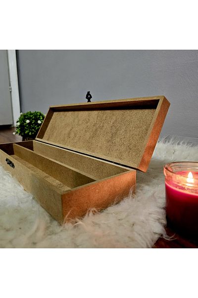Tekir Store evinizi güzelleştirin Wooden Rectangular 2 Compartment Rosary Skewer Box Hobby Raw Paintable Mdf Storage Box