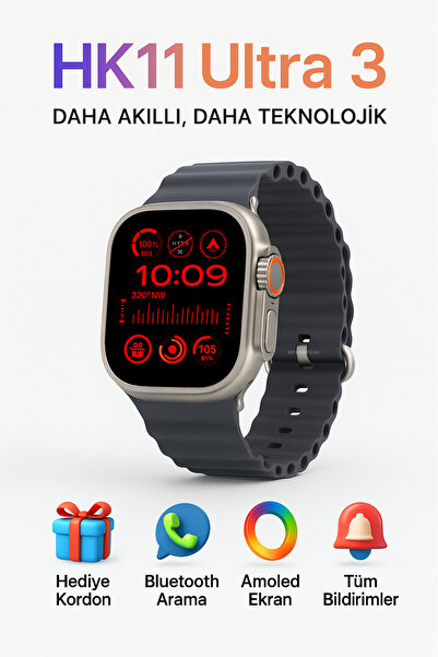 KETENOFFİCİAL HK11 Ultra 3 Akıllı Saat Ios/Android Uyumlu Konuşma Özellikli Y...