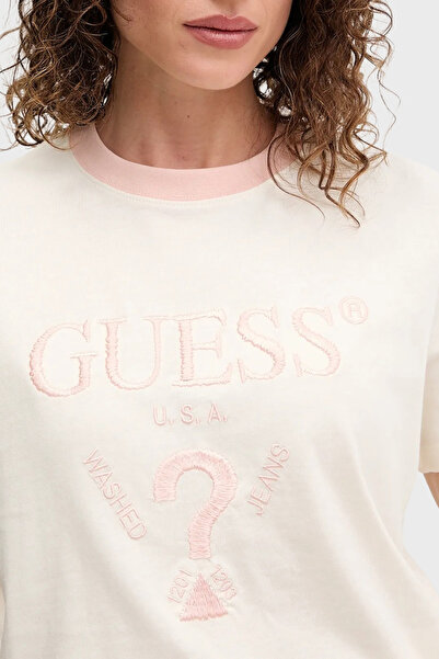 Guess Κέντημα με λογότυπο Filanta Βαμβακερό Boxy Fit Crew Neck Crop V5GI18I3Z14 CROP V5GI18 I3Z14 G