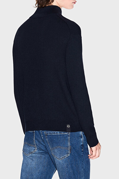 Armani Exchange Cotton and Wool Blend Regular Fit Stand Collar Cardigan Men's Cardigan Xm000912 Af10348 Ub101