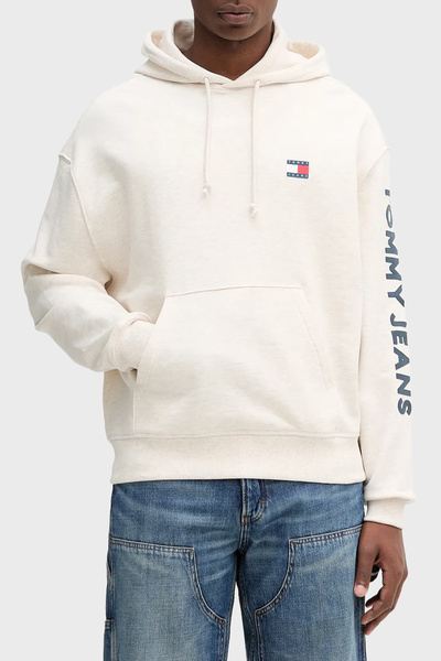 Tommy Jeans Logolu Pamuklu Relaxed Fit Kapüşonlu Kanguru Cepli Sweat Erkek SW...