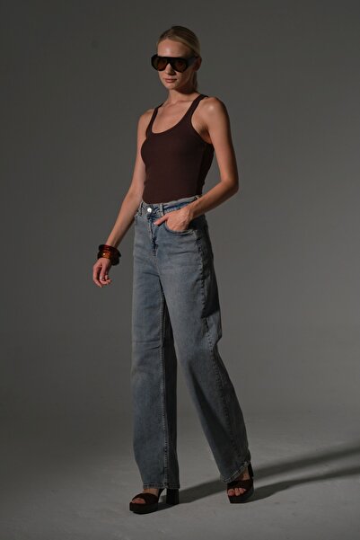 Maule High Waist, Stretchy Denim Fabric Wide Leg Palazzo Women's Jeans Jean Pants @Cesena