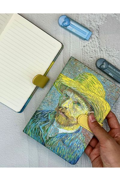 ZeCo Collection Van Gogh Striped Hard Cover Magnet Notebook