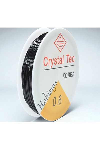 Hobimos 0,6 mm Siyah Esnek Lastik Misina - Kolye, Bileklik İpi, Siyah Esnek Misina