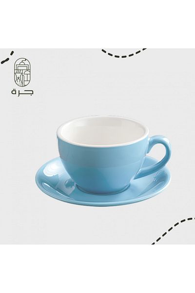 Solaf 250ml Luxury Sky Blue Ceramic Mug with Elegant and Modern Design for Hot and Cold Drinks from Jar