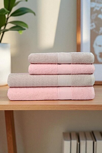 asev tekstil 90X150 & 50X90 cm - Honeycomb 4-Piece Bath Towel Set