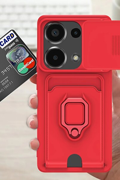 CepteToptan Myt09 Xiaomi Redmi Note 13 Pro 4g Case Zuma Silicone with Ring and Business Card Holder - Navy Blue