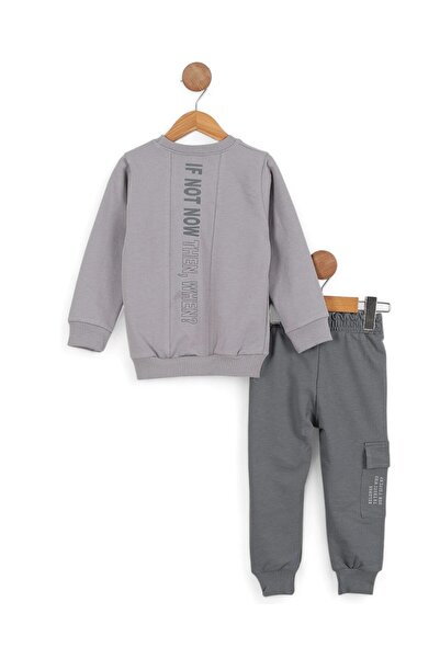 Ege Bebek Boys' Seasonal Cargo Pocket Detailed Tracksuit, Back Printed Tracksuit Set for 2-10 Years