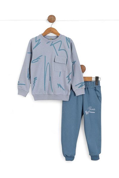 voyyo kids baby Boys' Printed Seasonal Sweatshirt and Tracksuit Bottoms 2-10 Years Old Tracksuit Set