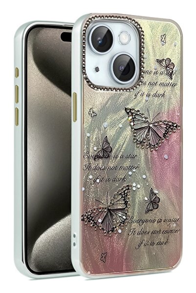 CepteToptan Myt09 iPhone 14 Case Blade Mirrored Pattern Cover - Pattern 6