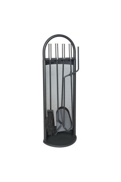 Mercaton Fireplace accessory set, 4-piece stand, steel, black, 22×66 cm