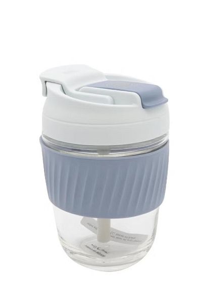 Atrium Mug Bottle Glass with Lid Cover and Holder – Hot/Cold, 360 ml