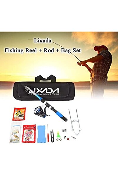 AGD مجموعة أدوات الصيد، صنارة صيد قابلة للطي بطول 2.1 متر مع ألياف زجاجية، وبكرة، وخطافات، ومهنة