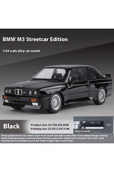 Choice3 Black with Box 1/24 BMW M3 1988 Street Car Diecast Alloy Metal Model Car Collection Hobbies Decorati